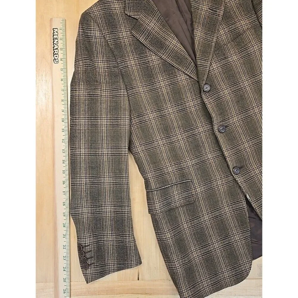 FLAWS Needs Repair Canali Blazer Cashmere Blend Glenplaid Mens Size 38 Jacket